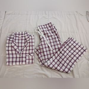 Victoria's Secret Plaid Pajama Set in White and Pink Size Medium